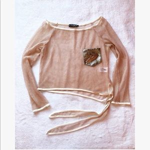 Sheer Rose Gold Sheer Top Set with Leather Pocket